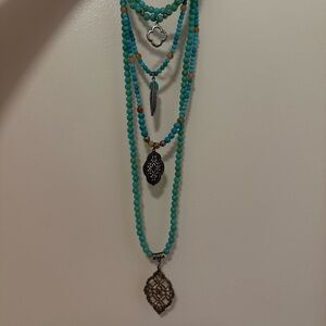 Turquoise Multi-Layer Necklace with Silver Accents